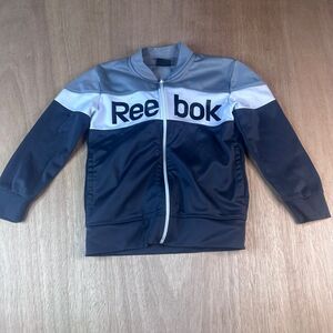 Reebok Kids Track Jacket Size 5 Gray Black Full Zip Athletic Logo